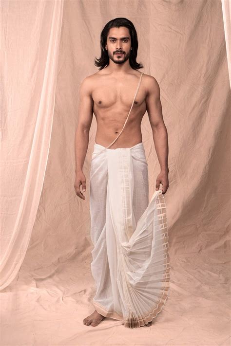 Handspun Cotton Muslin Dhoti Cotton Beige Sepia Stories