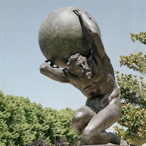 Atlas Titan Bronze Man Holding Globe Statue For Sale - SevenTreeSculpture