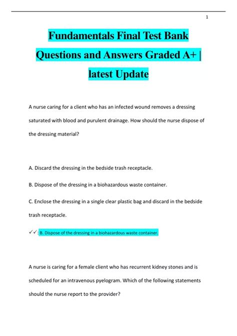 Fundamentals Final Test Bank Questions And Answers Graded A Latest