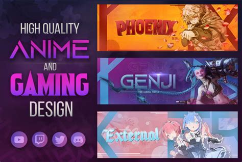 Design Creative Anime And Gaming Banner For Youtube Twitch Discord