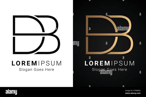 Luxury Initial BD Or DB Monogram Text Letter Logo Design Stock Vector