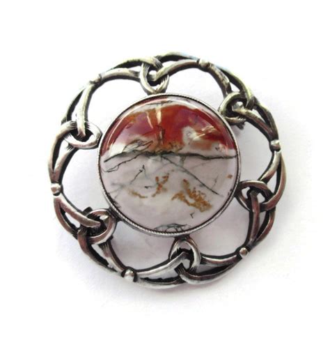 Sold Scottish Moss Agate Celtic Sterling Silver Brooch John Hart Iona