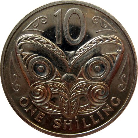 New Zealand 10 Cents (One Shilling) "Elizabeth II (2nd portrait)" 1967 ...