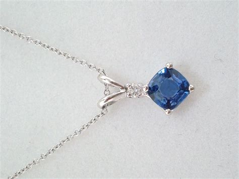 Sapphire Pendant Cushion Cut Ceylon Blue Sapphire & Diamond - Etsy