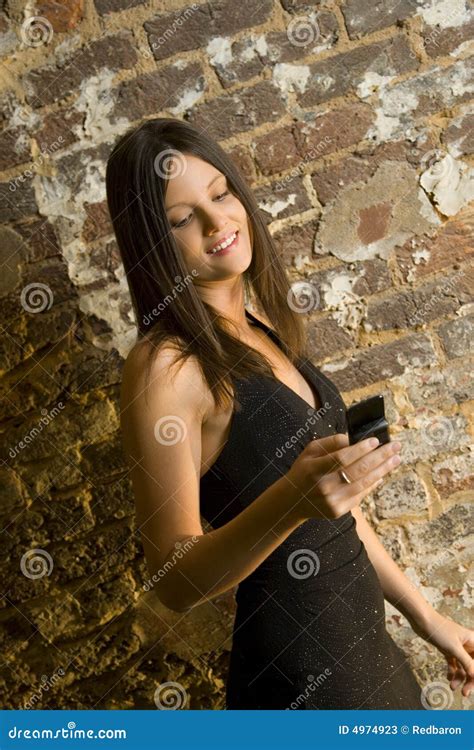 Woman Using Cell Phone Stock Image Image Of Phone Looking