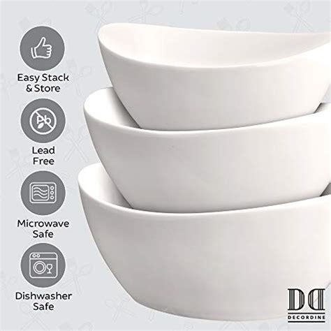 Piece Serving Bowl Set Elegant White Porcelain Salad Bowls For