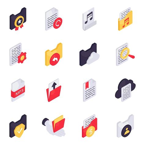 Premium Vector Set Of Folders And Files Isometric Icons