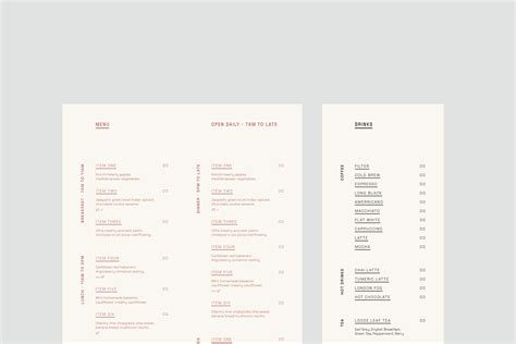 Simple Cafe Menu Template on Behance