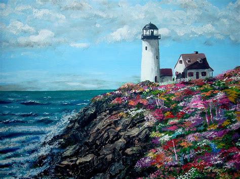 Lighthouse At Flower Point Painting By Jack Skinner Pixels