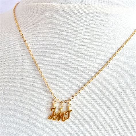 Delicate Initial Necklace In 14k Gold Personalized Charm Etsy Uk