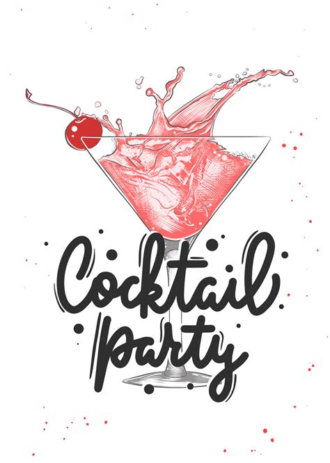 Vector Engraved Style Cosmopolitan Alcoholic Cocktail Illustration For