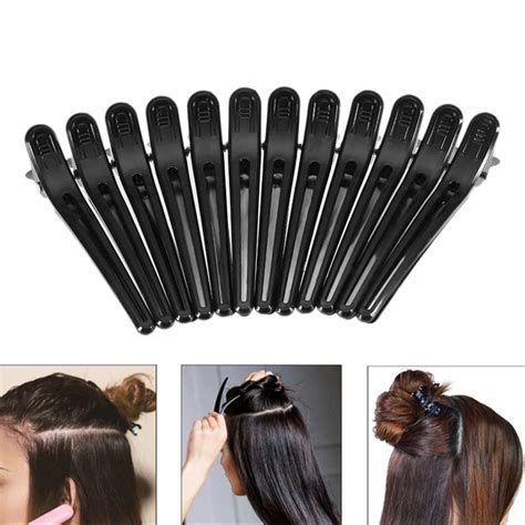 12pcs Black Hair Grip Clips Hairdressing Sectioning Cutting Hair Clamps Clip Professional