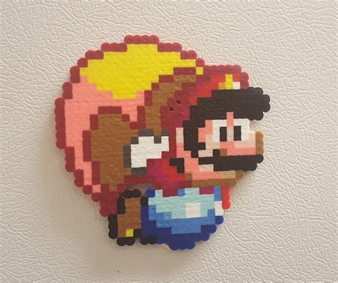 Mario Cape Perler 8 Bit Pixel Art Bead Sprite Super By Perlpop