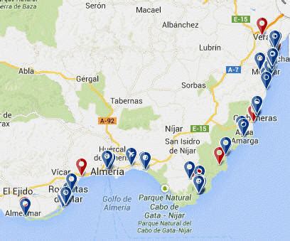 Almeria Bowls Map Four active Clubs Almeria area| Spain Info