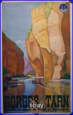 Affiche Originale Ancienne Chemin De Fer Gorges Du Tarn Millau