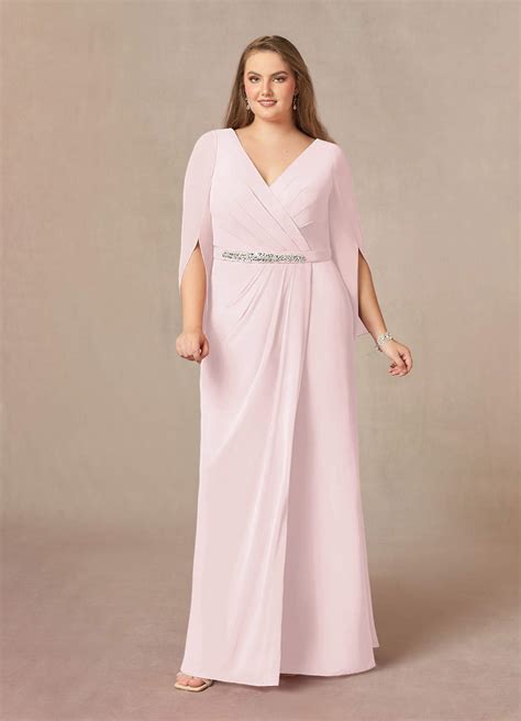 Blushing Pink Azazie Belinda Blushing Pink A Line V Neck Pleated