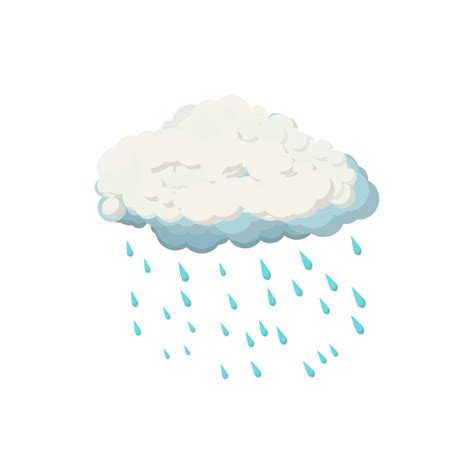 Nube Con Icono De Gotas De Lluvia En Estilo De Dibujos Animados Sobre