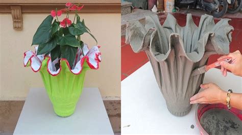 Amazing Make A Flower Pot From Towels And Cement Cement Craft Ideas