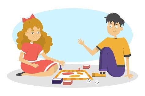 Les Enfants Jouent Au Jeu De Société Deux Amis S amusent Fille Et