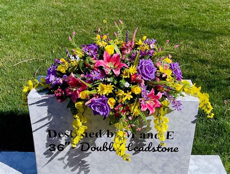 Bright Multi Color Cemetery Saddle Flowers For The Cemetery Memorial