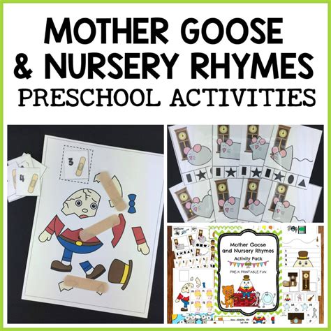 Mother Goose And Nursery Rhymes Activity Pack Pre K Printable Fun