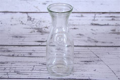 Glass Milk Bottle Vintage Wine Carafe Clear Glass Juice Bottle Paul Masson Embossed Since 1852