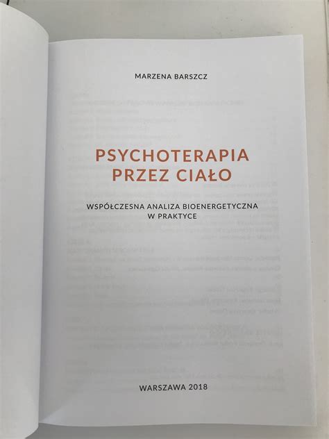 Psychoterapia Przez Cia O Marzena Barszcz Nowa Gda Sk Oliwa Kup