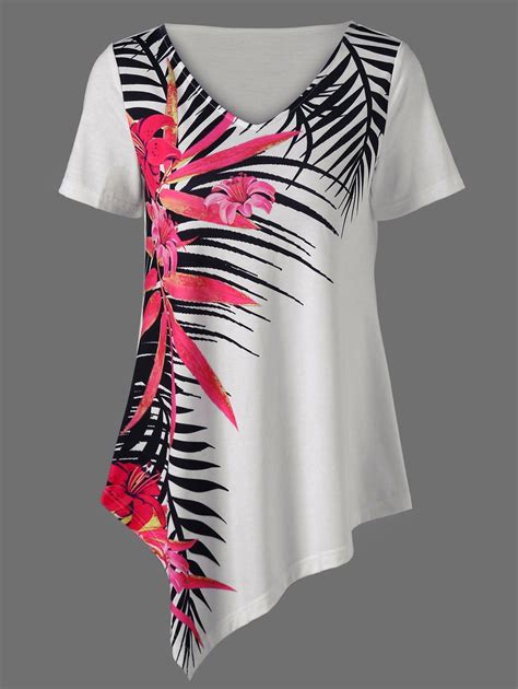 41 Off 2021 Floral Asymmetrical T Shirt In White Dresslily