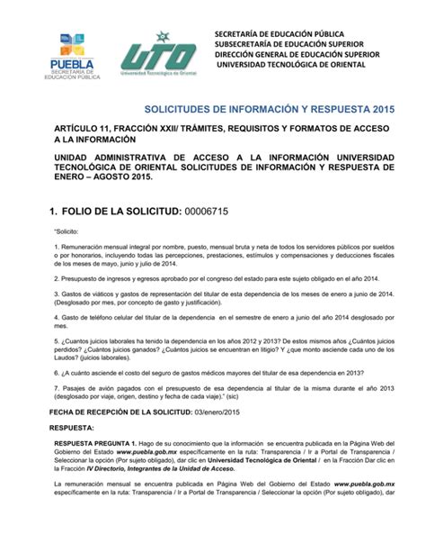 Reporte De Solicitudes De Informaci N Y Respuesta