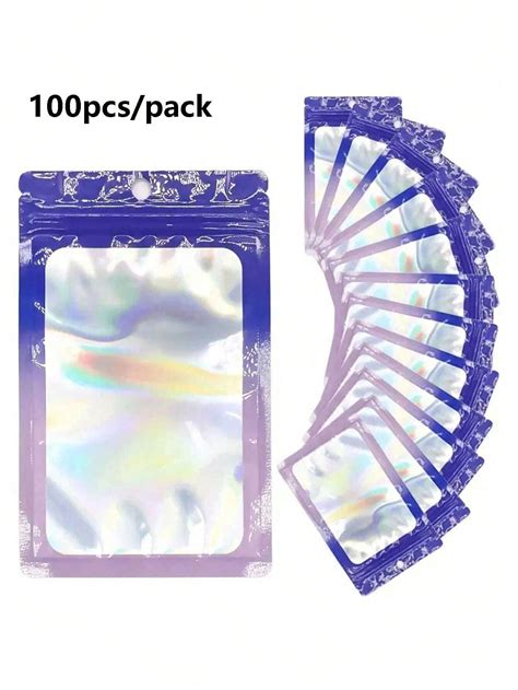 100pcspack Mylar Holographic Resealable Bags Smell Proof Bags Foil