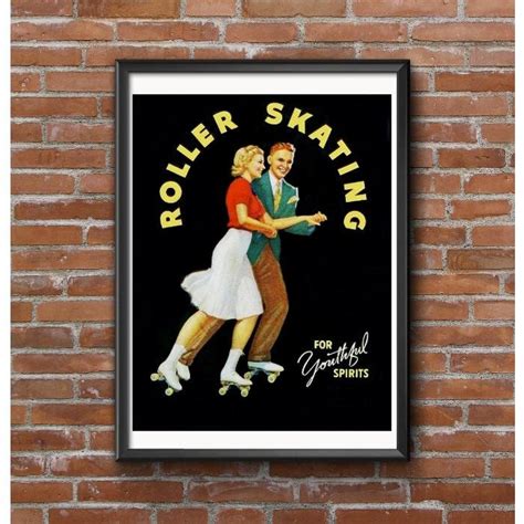 Retro 1950s Roller Skating Poster For Youthful Spirits