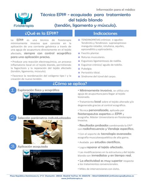 T Cnica Epi Ecoguiada Para Tratamiento Del Tejido Blando