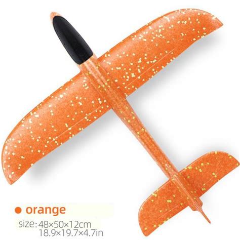 50 Cm Orange Sans LED Grand LED Flash Planeur Mousse Avion Main Jeter