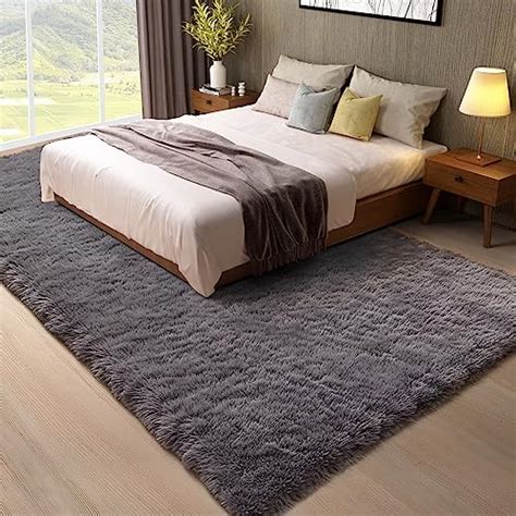 Ophanie Area Rugs For Bedroom Living Room X Grey Fluffy Fuzzy Shag