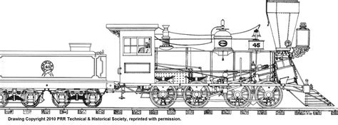 Steam Train Side View Drawing