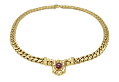 Bulgari Diamond Cabochon Ruby Necklace Eleuteri