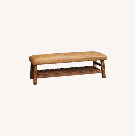 Pottery Barn Caden Bench Cognac Leather Aptdeco