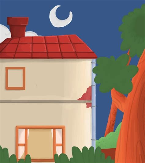 Premium PSD | House illustration for game and animation background