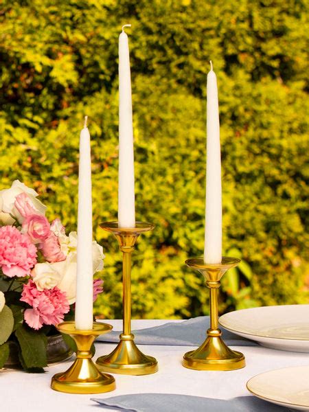 12 Taper Candles And 12 Gold Timeless Taper Holders Yummicandles