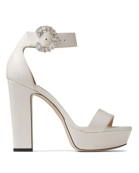 Jimmy Choo Leather Mionne 120mm Platform Sandals In White Lyst