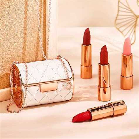 2023 Velvet Matte Lipstick Set with Chain Pouch - 4 Colors, Long ...