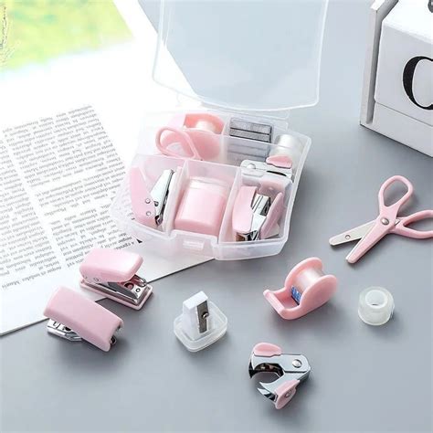 8pcs Mini Office Supply Kits Set Includes Mini Stapler Scissors Staple