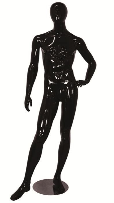 Egghead Male Mannequin Glossy Black Left Hand On Hip