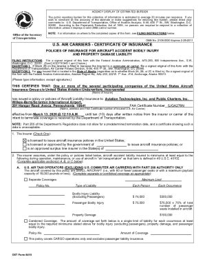 Fillable Online OST Form 6410 U S Air Carriers Certificate Of