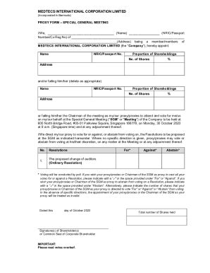 Fillable Online Medtecs SGM 30Oct 23 Scrip Proxy Form Revised