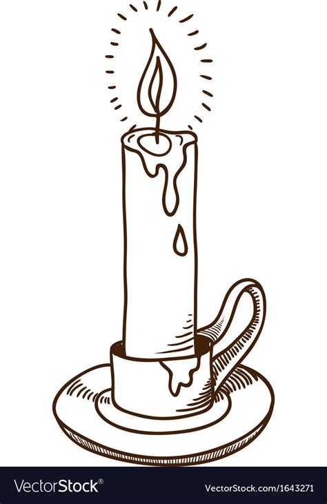 Burning Candle Sketch Royalty Free Vector Image