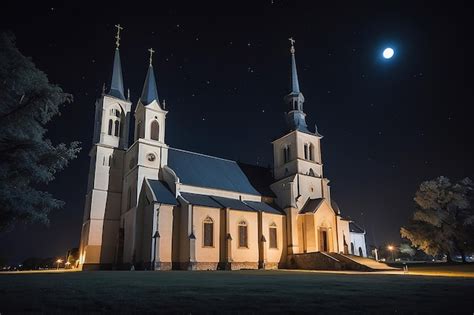 Premium Photo | Church in night