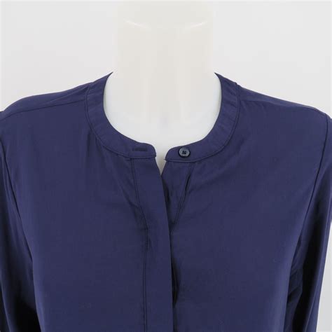 Old Navy Womens Blue Long Sleeve Hidden Button Tunic Blouse Size Small