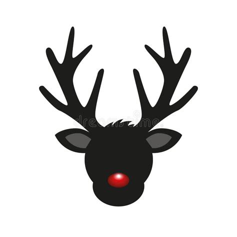 Reindeer Head Silhouette With Red Nose For Christmas Stock Vector