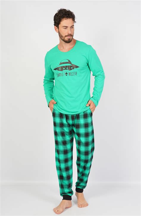 Pijama Barbati Gazzaz By Vienetta Model I Want To Believe Verde Emag Ro